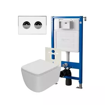 Комплект Point инсталляция Элемент П PN45121 + кнопка Point Венера белая/хром (PN44072WC) + унитаз Point Меркурий белый матовый