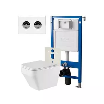 Комплект Point инсталляция Элемент П PN45121 + кнопка Point Венера белая/хром (PN44072WC) + унитаз Point Аврора