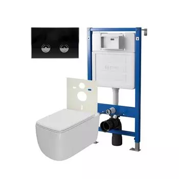 Комплект Point Инсталляция Элемент П PN45121 + Кнопка Point Венера черная/хром (PN44071BC) + Унитаз Point Меркурий