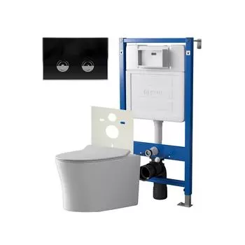 Комплект Point Инсталляция Элемент П PN45121 + Кнопка Point Венера черная/хром (PN44071BC) + Унитаз Point Вега