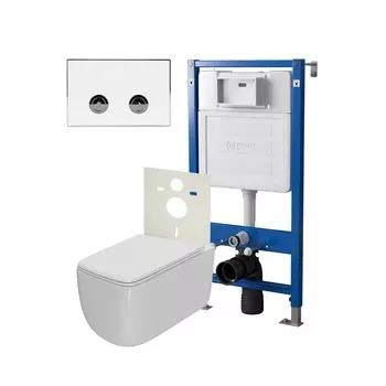 Комплект Point инсталляция Элемент П PN45121 + кнопка Point Венера белая/хром (PN44071WC) + унитаз Point Меркурий