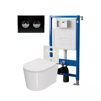 Комплект Point Инсталляция Элемент П PN45121 + Кнопка Point Венера черная/хром (PN44072BC) + Унитаз Point Веста