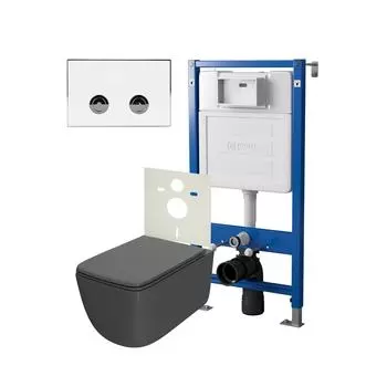 Комплект Point инсталляция Элемент П PN45121 + кнопка Point Венера белая/хром (PN44071WC) + унитаз Point Меркурий графит