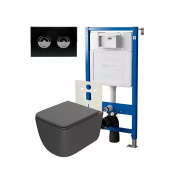 Комплект Point инсталляция Элемент П PN45121 + кнопка Point Венера черная/хром (PN44072BC) + унитаз Point Меркурий графит