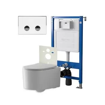 Комплект Point инсталляция Элемент П PN45121 + кнопка Point Венера белая/хром (PN44071WC) + унитаз Point Веста