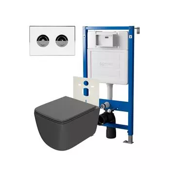 Комплект Point инсталляция Элемент П PN45121 + кнопка Point Венера белая/хром (PN44072WC) + унитаз Point Меркурий графит