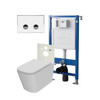 Комплект Point инсталляция Элемент П PN45121 + кнопка Point Венера белая/хром (PN44071WC) + унитаз Point Ника