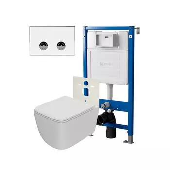 Комплект Point инсталляция Элемент П PN45121 + кнопка Point Венера белая/хром (PN44071WC) + унитаз Point Меркурий белый матовый