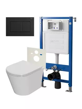 Комплект Point инсталляция PN45120 + кнопка Point Ника черная матовая + унитаз Point Виктория