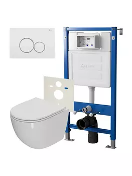 Комплект Point инсталляция PN45120 + кнопка Point Виктория белая/хром + унитаз Point Афина