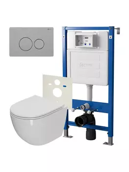 Комплект Point инсталляция PN45120 + кнопка Point Виктория нержавеющая сталь + унитаз Point Афина