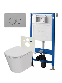 Комплект Point инсталляция PN45120 + кнопка Point Виктория нержавеющая сталь + унитаз Point Виктория