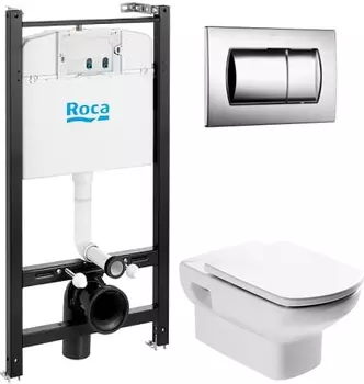 Комплект Roca Dama Senso 7893104090 подвесной унитаз + инсталляция + кнопка