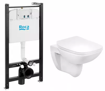Комплект Roca Debba Pack 7893104970 подвесной унитаз + сиденье микролифт + инсталляция (без кнопки)