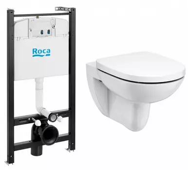 Комплект Roca Debba Round Pack 7893104980 подвесной унитаз + сиденье микролифт + инсталляция (без кнопки)