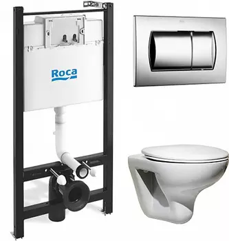 Комплект Roca Mateo 893100010 подвесной унитаз + инсталляция + кнопка