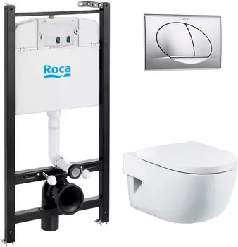 Комплект Roca Meridian 7893104110 подвесной унитаз + сиденье микролифт + инсталляция + кнопка