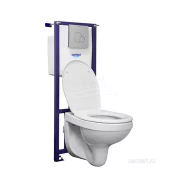 Комплект Santeri Альфа ПЭК (комфорт) 1.3816.4.S00.00B.0 подвесной унитаз + инсталляция + сиденье + панель хром
