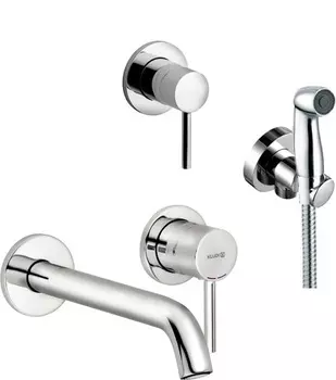 Комплект Смеситель Kludi Bozz 382450576 для раковины + Гигиенический душ Kludi Bozz 389990576 со смесителем