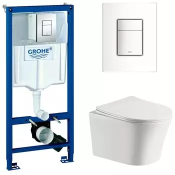 Комплект Унитаз Ceruttispa Adige Aria CT7837 + Инсталляция Grohe Rapid SL 38772001 с кнопкой