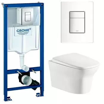 Комплект Унитаз Ceruttispa AMI Aria CT7780 + Инсталляция Grohe Rapid SL 38772001 с кнопкой