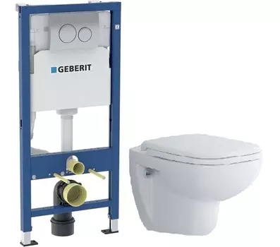 Комплект унитаз Duravit D-code 45700900A1 + инсталляция Geberit Duofix 458.134.21.2 с кнопкой