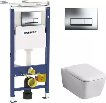 Комплект Унитаз Geberit iCon Square 201950 Rimfree + Инсталляция Geberit 458.125.21.1
