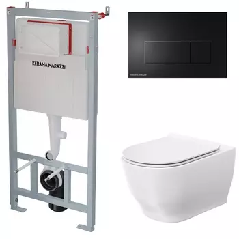 Комплект унитаз Kerama Marazzi Modula MO.wc.02 + инсталляция + кнопка смыва M578KM черный матовый
