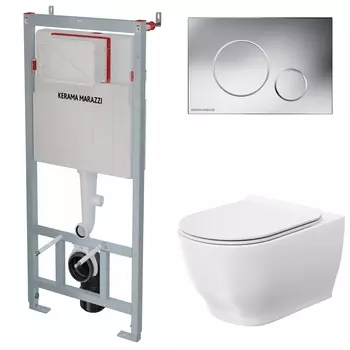 Комплект унитаз Kerama Marazzi Modula MO.wc.02 + инсталляция + кнопка смыва M671KM хром глянцевый