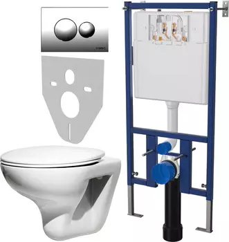 Комплект Унитаз подвесной Roca Mateo 346200000 + Инсталляция DIWO 4501 + Кнопка смыва 7312 хром
