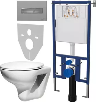 Комплект Унитаз подвесной Roca Mateo 346200000 + Инсталляция DIWO 4501 + Кнопка смыва 7321 хром матовый