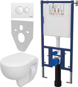 Комплект Унитаз подвесной Seramiksan Natura A051041H + Инсталляция DIWO 4501 + Кнопка смыва 7310 белая