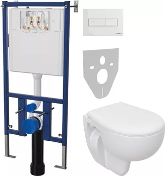 Комплект Унитаз подвесной Seramiksan Natura A051041H + Инсталляция DIWO 4501 + Кнопка смыва 7320 белая