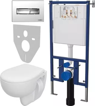 Комплект Унитаз подвесной Seramiksan Natura A051041H + Инсталляция DIWO 4501 + Кнопка смыва 7322 хром