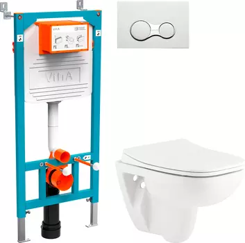 Комплект Унитаз подвесной Seramiksan Petite A101002H + Инсталляция VitrA 800-2009 с кнопкой смыва, белая