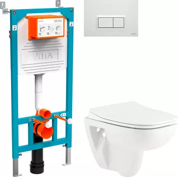 Комплект Унитаз подвесной Seramiksan Petite A101002H + Инсталляция VitrA 800-2012 с кнопкой смыва, белая