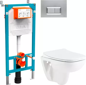 Комплект Унитаз подвесной Seramiksan Petite A101002H + Инсталляция VitrA 800-2013 с кнопкой смыва, хром