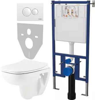 Комплект Унитаз подвесной Seramiksan Petite A101002H + Инсталляция DIWO 4501 + Кнопка смыва 7310 белая