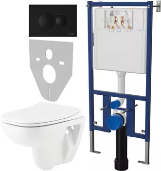Комплект Унитаз подвесной Seramiksan Petite A101002H + Инсталляция DIWO 4501 + Кнопка смыва 7313 черная матовая