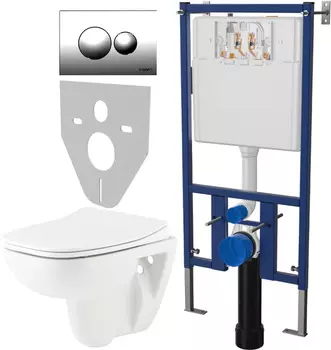 Комплект Унитаз подвесной Seramiksan Petite A101002H + Инсталляция DIWO 4501 + Кнопка смыва 7312 хром