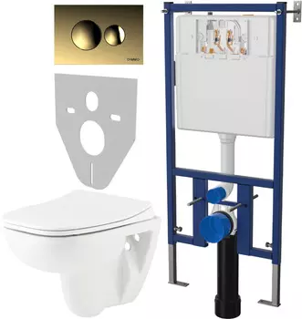 Комплект Унитаз подвесной Seramiksan Petite A101002H + Инсталляция DIWO 4501 + Кнопка смыва 7315 золото