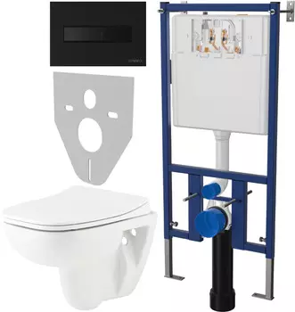 Комплект Унитаз подвесной Seramiksan Petite A101002H + Инсталляция DIWO 4501 + Кнопка смыва 7323 черная матовая