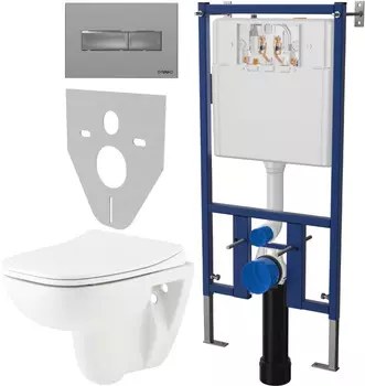 Комплект Унитаз подвесной Seramiksan Petite A101002H + Инсталляция DIWO 4501 + Кнопка смыва 7321 хром матовый