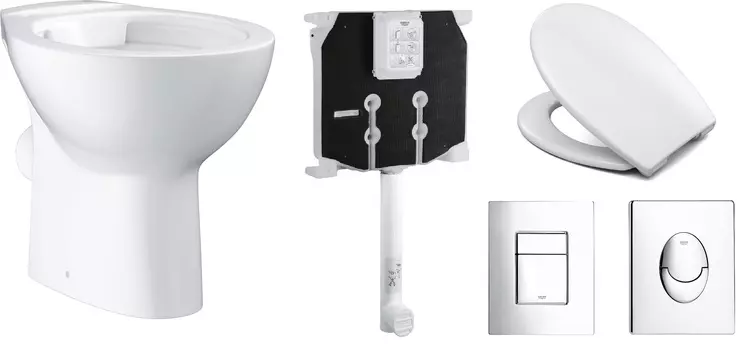 Комплект Унитаз приставной Grohe Bau Ceramic 39430000 + Смывной бачок Grohe 38863000 +Крышка-сиденье