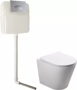Комплект Унитаз приставной SantiLine SL-5020 + Смывной бачок скрытого монтажа SantiLine SL-02 с клавишей смыва (хром овал)