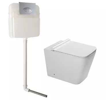 Комплект Унитаз приставной SantiLine SL-5021 + Смывной бачок скрытого монтажа SantiLine SL-02 с клавишей смыва (хром овал)