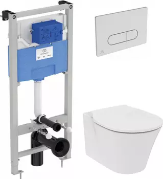 Комплект унитаз с инсталляцией Ideal Standard Connect Air PR212101 + сиденье + кнопка