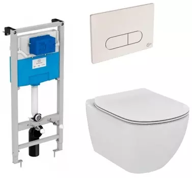 Комплект унитаз с инсталляцией Ideal Standard R030501 сиденье с микролифтом, кнопка хром