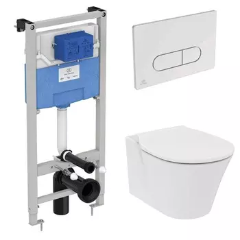 Комплект унитаз с инсталляцией Ideal Standard R031001 + сиденье + кнопка хром