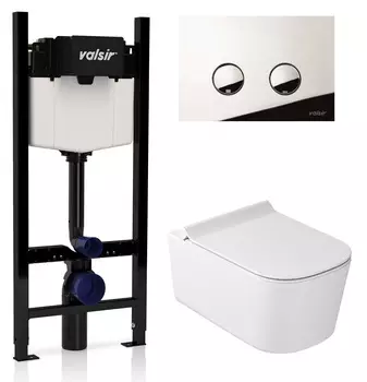 Комплект унитаз с инсталляцией Valsir KIT VSCR 5486 Slim P4 + сиденье + кнопка хром глянцевый